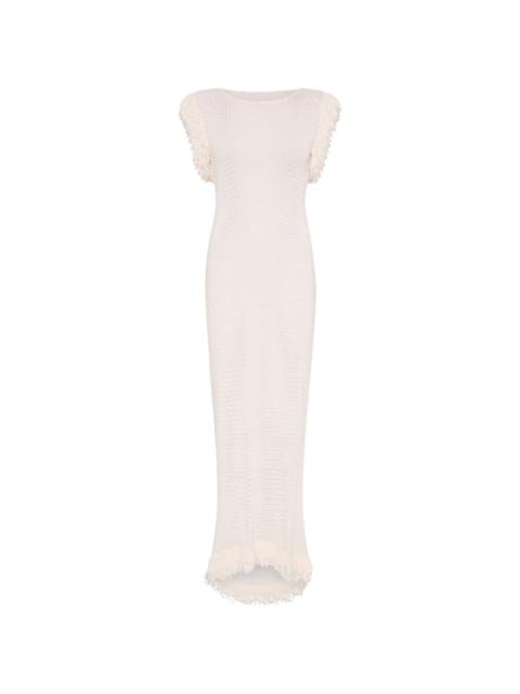 Paris Georgia fringed-trim crochet-knit maxi dress