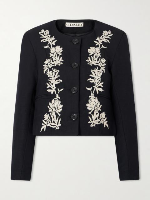 S.S.DALEY Ophelia Cropped Embroidered Woven Jacket