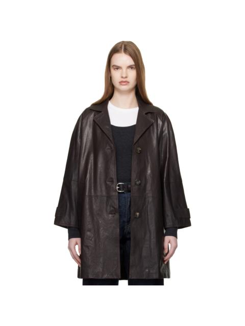 WEEKEND Max Mara Brown Camino Leather Coat