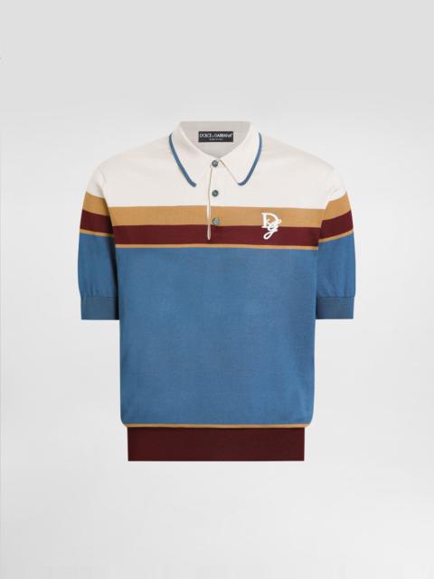 Dolce & Gabbana Silk polo-shirt with logo embroidery