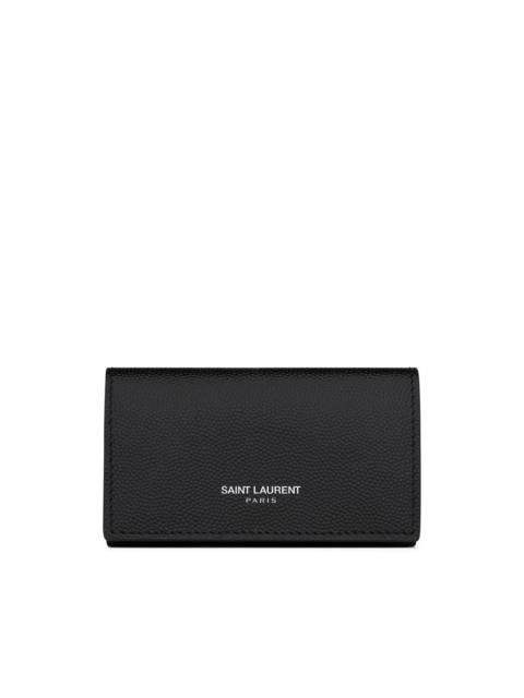 SAINT LAURENT logo-print leather key holder