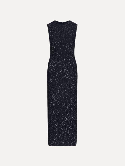 Oscar de la Renta SLEEVELESS SEQUIN TWEED COCKTAIL DRESS