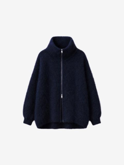 The Frankie Shop Lupa Fuzzy Zip-Up Cardigan - Navy