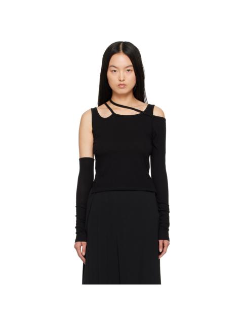 Yohji Yamamoto Black Asymmetric Long Sleeve T-Shirt