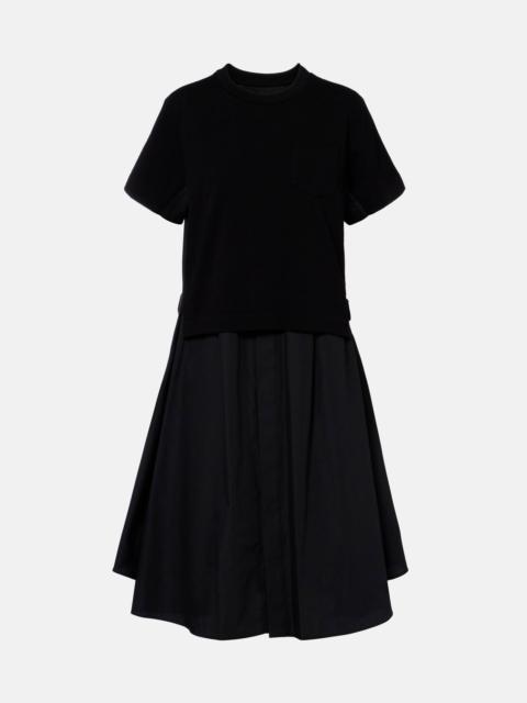sacai Cotton poplin and jersey maxi dress