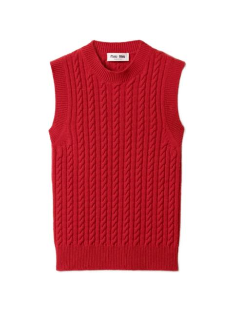 Miu Miu cable-knit logo vest