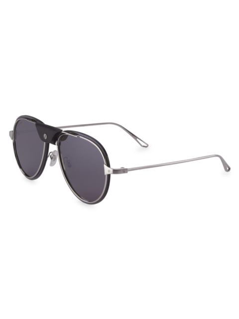 Cartier Men's Core Range 60MM Aviator Sunglasses - Silver