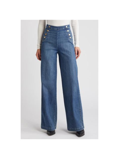 FRAME Sailor Snap High Waist Wide Leg Jeans in Riverdale at Nordstrom