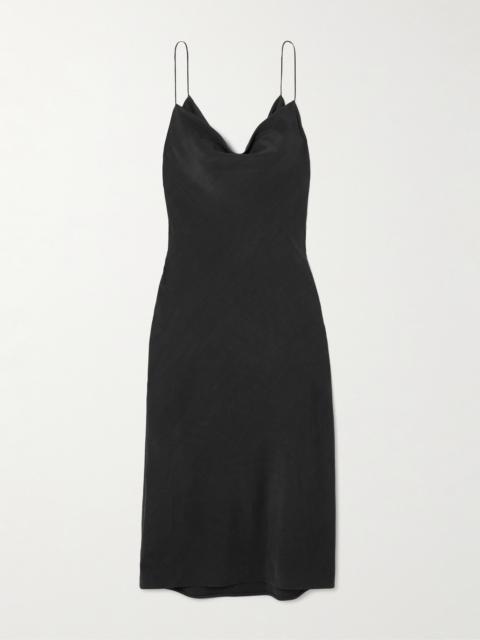 Calvin Klein Collection Lynn Draped Wool Crepe De Chine Midi Dress