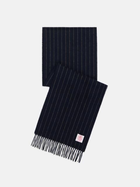 J. PRESS MADE-IN-ENGLAND NAVY CHALK STRIPE MERINO WOOL SCARF