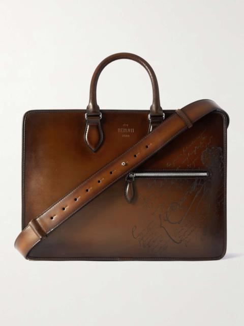 Berluti 2 Jour Neo Scritto Venezia Leather Briefcase