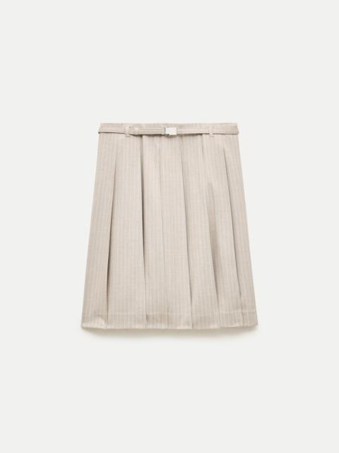 J.CREW Pleated prep skirt in striped Gramercy suiting
