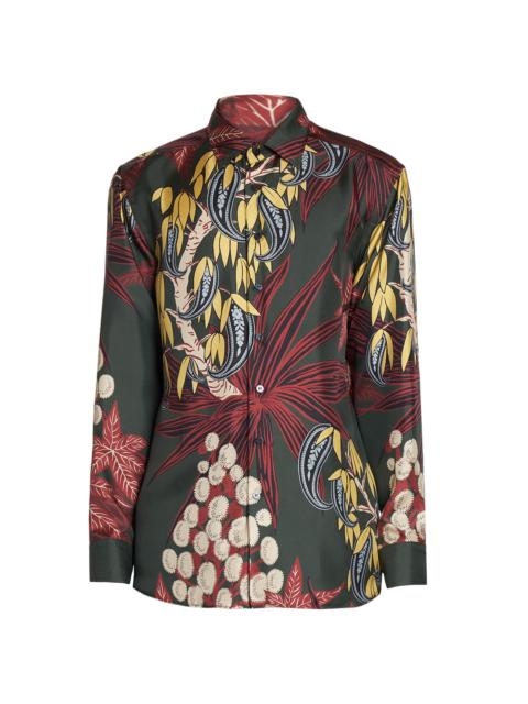 Etro Men's Roma Silk Shirt - Green Print