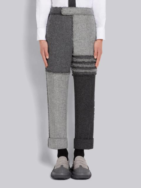Thom Browne Light Grey Quarter Split Shetland 4-Bar Fray Edge Classic Backstrap Trouser