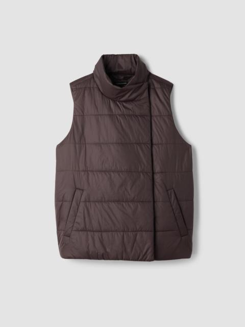 EILEEN FISHER Eggshell Recycled Nylon High Collar Quilted Vest
