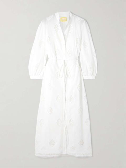 Erdem Broderie anglaise-trimmed cotton-blend maxi dress