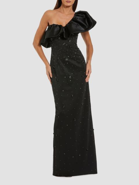 MAC DUGGAL Women's Beaded Stretch Crepe One-Shoulder Column Gown - Black