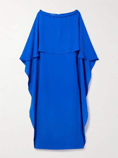 Valentino Cape-effect silk-georgette midi dress Bright blue