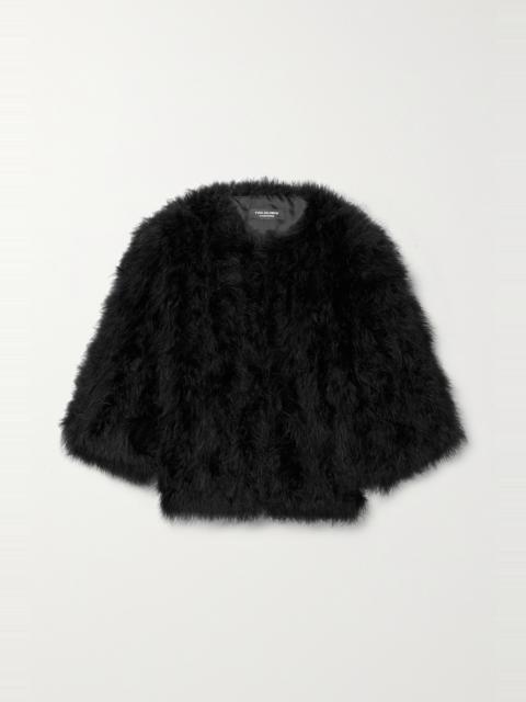 Yves Salomon Cropped feathered satin jacket