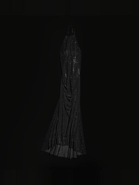 GUCCI Embroidered silk stretch chiffon long dress