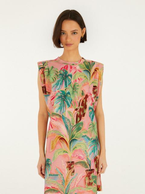 FARM RIO Pink Pool Time Padded Shoulder Organic Cotton T-Shirt