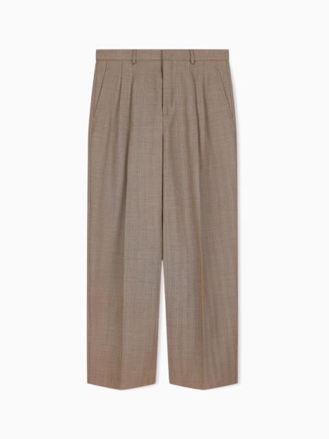 EMPORIO ARMANI HERRINGBONE TROUSERS IN VIRGIN WOOL