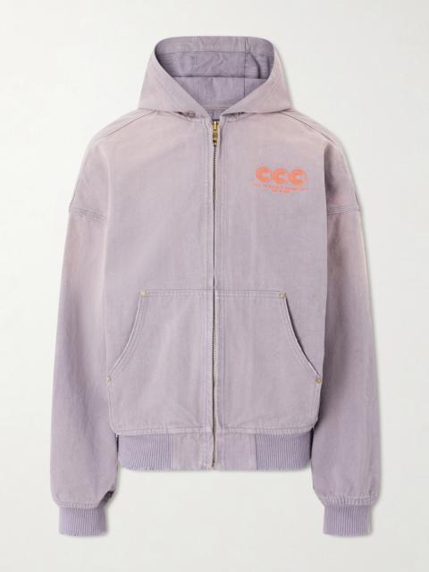 WILLY CHAVARRIA Juggernaut Logo-Embroidered Denim Zip-Up Hoodie