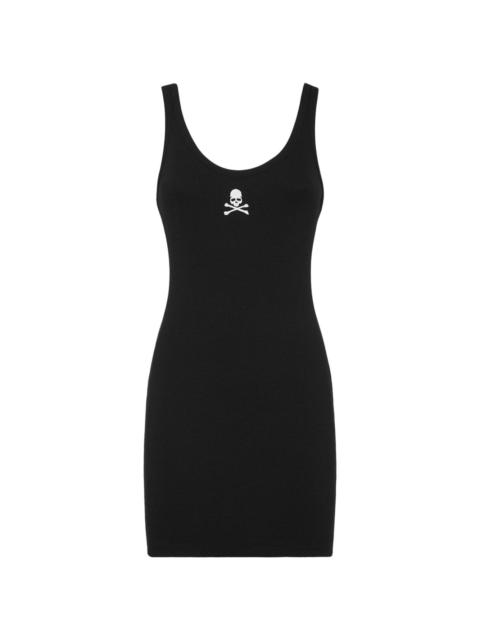 Skull-embroidered tank minidress