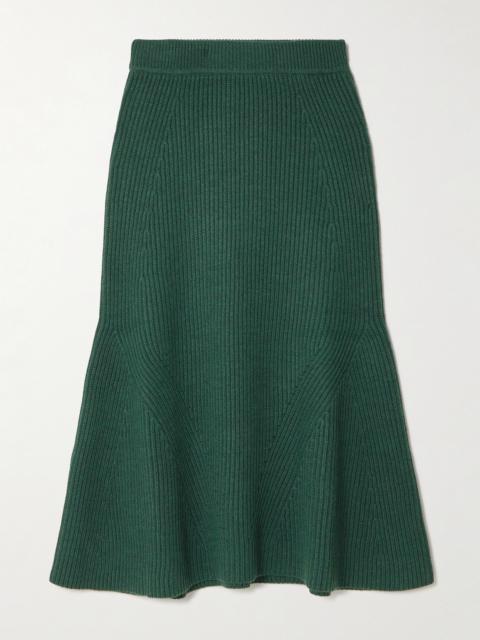 Zimmermann Ribbed Wool Midi Skirt