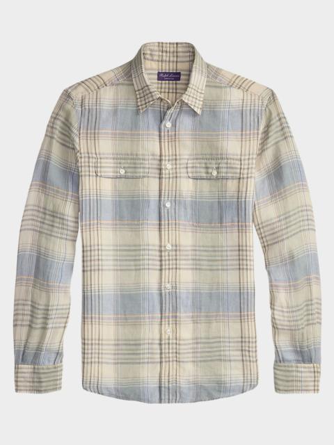 Ralph Lauren Men's Plaid Linen Button-Down Shirt