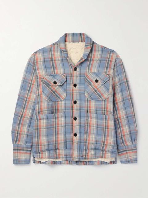 Greg Lauren Checked Cotton-Flannel Overshirt