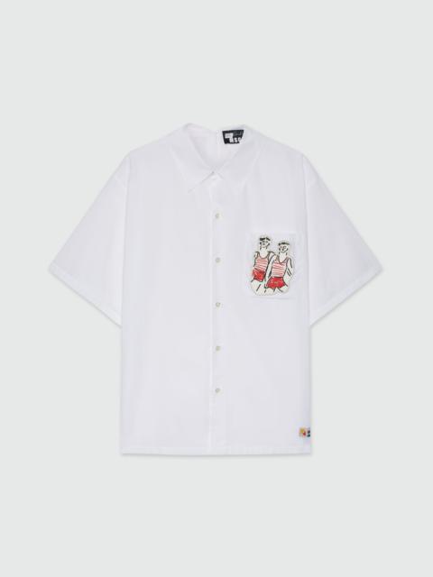 White poplin shirt with Luke Edward Hall x MSGM embroidery