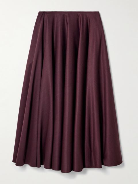 ABADIA Gathered Wool-blend Twill Maxi Skirt