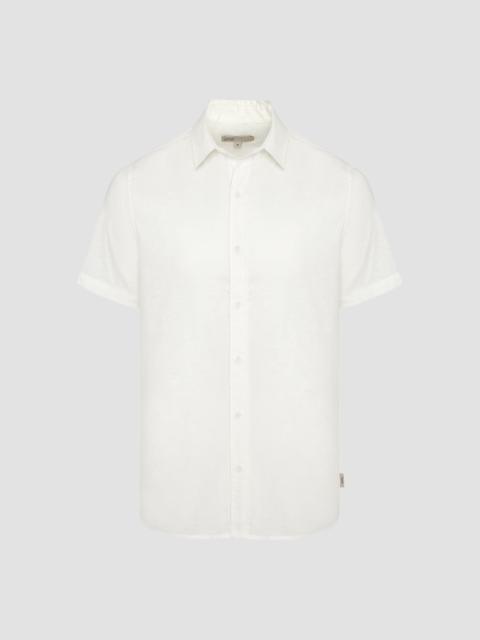 onia Men's Stretch Linen-Blend Short-Sleeve Shirt - White