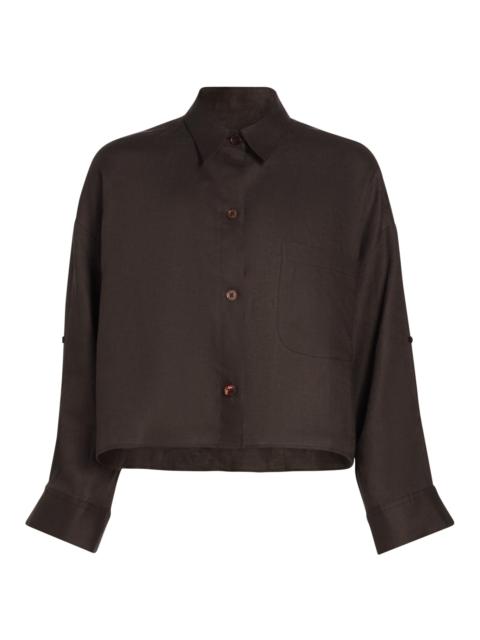 TWP Women's Next Ex Cotton-Silk Button-Front Shirt - Chocolate
