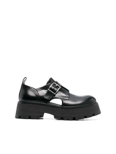 side-buckle fastening brogue shoes