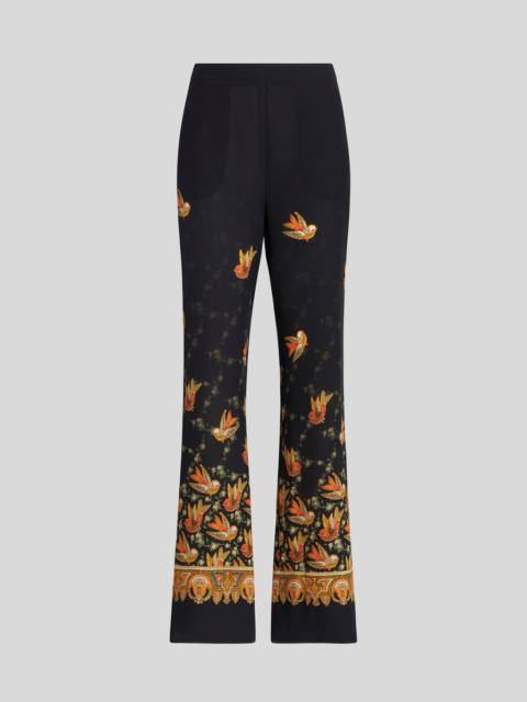 PRINTED CRÊPE DE CHINE PALAZZO TROUSERS