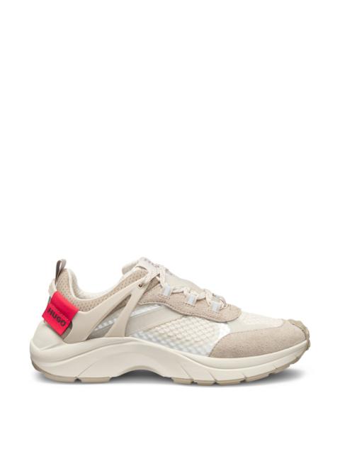HUGO SIGNATURE TRAINERS WITH MESH AND SUEDE
