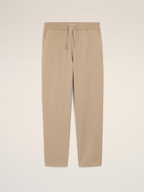 AMI Paris BEIGE COTTON ELASTICATED WAIST TROUSERS