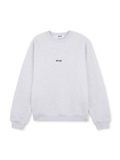 Crew neck cotton sweatshirt with a micro logo