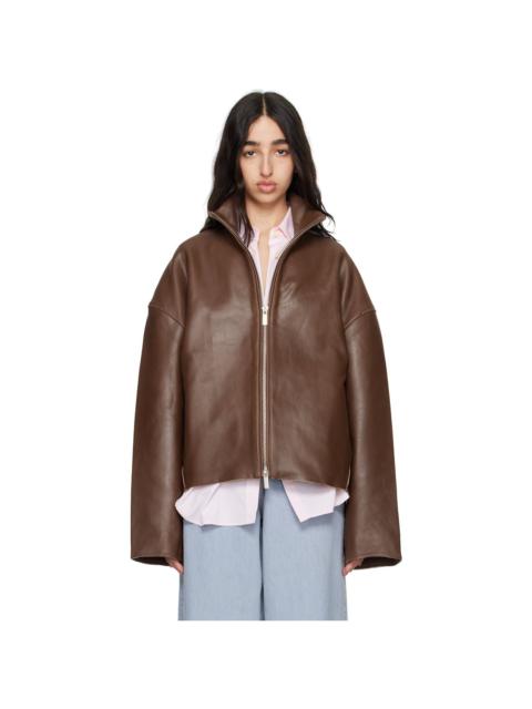 REMAIN Birger Christensen Brown Bonded Leather Jacket