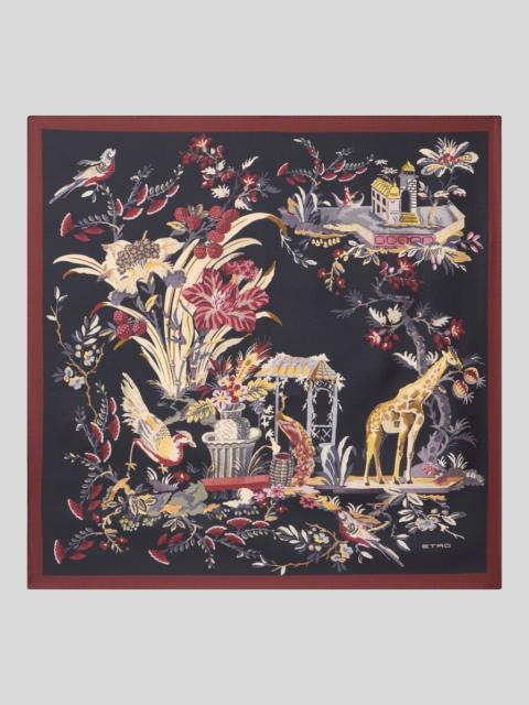 Etro SILK TWILL SCARF WITH FLORAL PAISLEY MOTIF