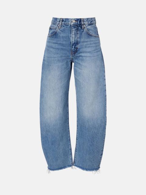 FRAME Bubble cropped barrel-leg jeans