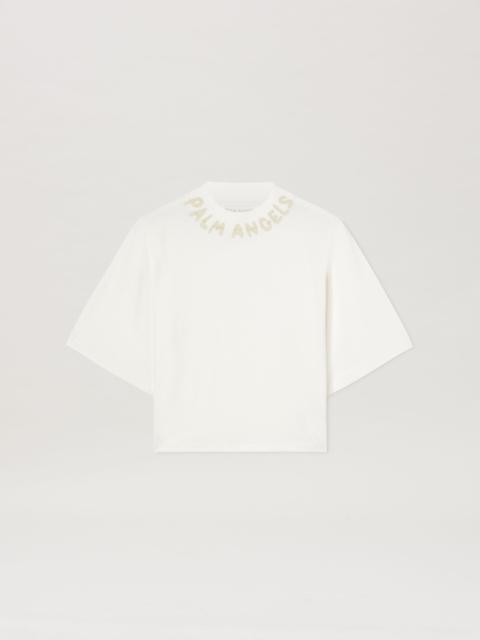 Palm Angels Curvedl Logo embroidered cropped sweatshirt