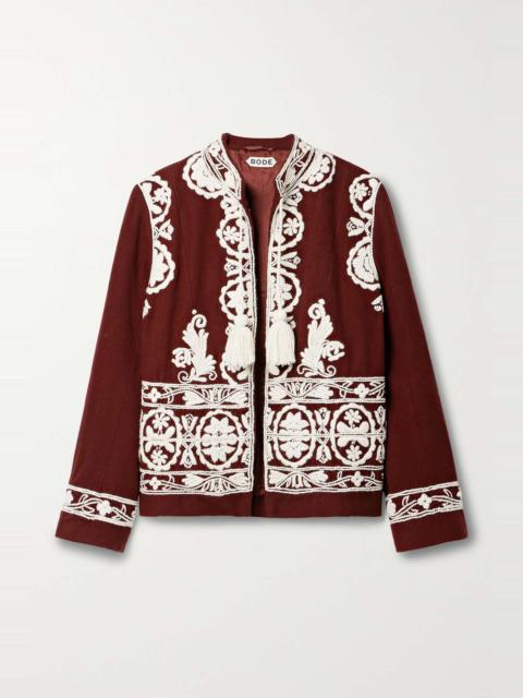 BODE Estate tasseled embroidered wool-felt jacket