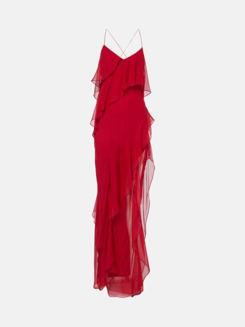 THE SEI Ruffled silk chiffon gown