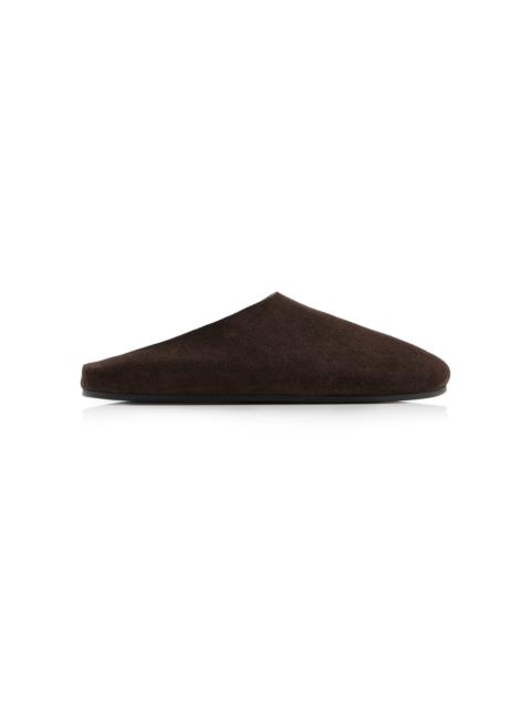 The Row Hudson Suede Slides brown