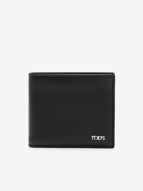 Tod's logo-plaque pebbled-leather wallet
