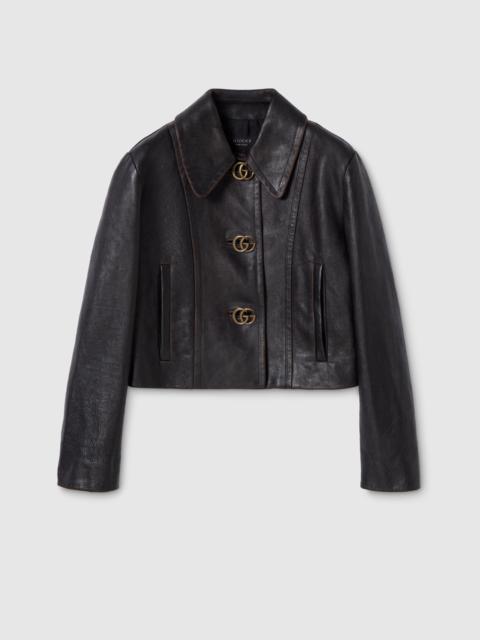 GUCCI Leather with aged effect jacket