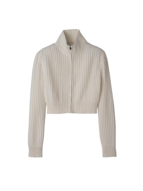 Longchamp Zip collar short cardigan Ecru - Knit